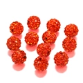 Perline a sfera disco in argilla rossa con cristalli, distanziatori tondi da 10mm - 10mm (10 Pezzi/Confezione) / Rosso Arancio