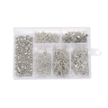 DIY jewelry making kit with silver earring hooks and pins in a clear 6-grid organizer - White K/Silver
