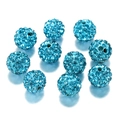 Set di 10 perle blu chiaro con cristalli brillanti per la creazione di gioielli fai-da-te - 10mm (10 Pezzi/Confezione) / Blu Lago