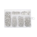 DIY jewelry making kit with silver earring hooks, posts and backs in a clear organizer box - Silver