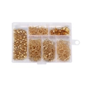Golden DIY jewelry earring making kit with hooks and studs in a clear storage box - KC Gold