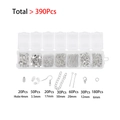 Detailed set of 390 silver jewelry findings with lobster clasps and jump rings - Silver