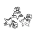 Three silver star-shaped lobster clasps for DIY keychains and jewelry accessories - Pentagram / Set of 3 / White K/Silver