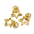 Three gold star-shaped lobster clasps with swivel rings for DIY keychain accessories - Pentagram / Set of 3 / Gold