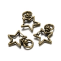 Close-up of three star-shaped lobster clasps in bronze finish with swivel base - Pentagram / Set of 3 / Antique Bronze