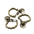 Close-up of three bronze shell-shaped lobster clasps with swivel rings for DIY keychains - Shell / Set of 3 / Antique Bronze