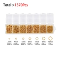 Kit de fabrication bijoux avec anneaux de jonction dorés de 3mm à 10mm en boîte plastique - Or