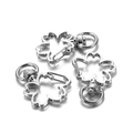 Close-up of three silver cherry blossom lobster clasps with rotating swivel rings - Flower / Set of 3 / White K/Silver