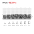 Kit DIY de 1370 anneaux brisés argentés en 7 tailles avec boîte de rangement - K Blanc/Argent
