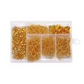 Golden earring jewelry findings set with hooks and studs in a 6-grid organizer box - Gold