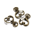 Macro shot of three heart-shaped lobster clasps in vintage bronze finish for DIY jewelry - Heart / Set of 3 / Antique Bronze