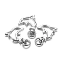 Silver dolphin shaped lobster clasp with 360-degree swivel ring for DIY keychains - Dolphin / Set of 3 / White K/Silver