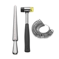3-piece professional jewelry tool set with ring sizer mandrel, rubber hammer and ring gauges - Mandrel + Hammer + Ring Sizer Set