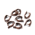 Detailed close-up of retro copper lever back earring hooks for DIY jewelry making - Round / 18*11mm (6 Pieces/Pack) / Antique Red Copper