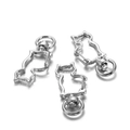 Three silver cat-shaped metal lobster clasps for DIY keychains and bag accessories - Cat / Set of 3 / White K/Silver