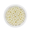 Macro detail of 6mm cream acrylic round beads with holes for DIY jewelry making - Off-white