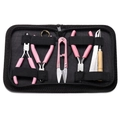 Kit d'outils bijoux DIY rose avec pinces et ciseaux dans un étui de rangement noir - Ensemble de 8 Pièces / Rose Tendance