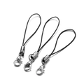 Detailed view of black nylon lanyards with silver lobster clasps for mobile phone accessories - 10 PCS / Black