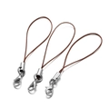 Close-up of brown nylon cord lanyards with silver lobster clasps for DIY jewelry making - 10 PCS / Brown