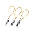 Close-up of three gold nylon cords with silver metal lobster clasps for DIY accessories - 10 PCS / Gold