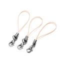 Close-up of three durable nylon phone lanyards with silver lobster clasps and swivels - 10 PCS / Light Orange
