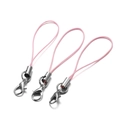 Close-up of pink nylon mobile phone straps with durable silver lobster clasps for DIY crafts - 10 PCS / Pink