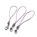 Detailed view of purple nylon phone lanyards with silver metal lobster clasps and connectors - 10 PCS / Purple