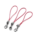 Detailed view of red nylon cords with silver lobster clasps for DIY jewelry and phone charms - 10 PCS / Rose Red