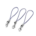 Close-up of three blue nylon phone lanyards with silver lobster clasps on white background - 10 PCS / Sapphire Blue