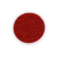 Macro-opname van rode glazen kralen in een ronde transparante container voor DIY-sieraden - 3mm (600 Stuks/Verpakking) / Donkerrood