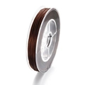 Detail of dark brown elastic crystal string on transparent spool for DIY jewelry making - 50m Per Spool / Brown