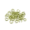 Close-up of numerous golden open jump rings for DIY jewelry making and connecting - 0.8*6mm / Light Green