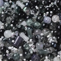 Macro shot of mixed black and white beads with crackle and matte textures for DIY jewelry - 30 g / Black Series
