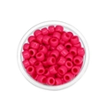Draufsicht auf rosa Acrylperlen mit großen Löchern in einem klaren Behälter - 100 Stück/Packung (8,3x5,8 mm) / Fuchsia