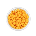 Draufsicht auf leuchtend orangefarbene Acryl-Ponyperlen in einer runden DIY-Schale - 100 Stück/Packung (8,3x5,8 mm) / Lebendiges Orange
