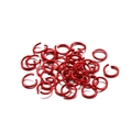 Macro detail of red aluminum jump rings scattered for DIY jewelry making material - 0.8*6mm / Red
