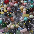 Macro shot of colorful 3-14mm assorted beads with marble textures for DIY jewelry crafts - Mixed Random