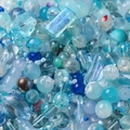 Blue mixed glass beads kit for DIY jewelry including round and irregular stone shapes - 30 g / Blue Series