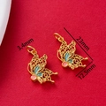 Macro view of gold-plated butterfly pendant with colorful enamel and precise size marks - Half Butterfly