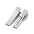 Paar witte met ripslint omwikkelde metalen krokodillenklemmen voor DIY haaraccessoires - 48cm / Wit