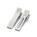 Detailed view of white ribbon-wrapped alligator clips with non-slip metal teeth design - 10 Pieces/Pack (48*9.5mm) / Beige