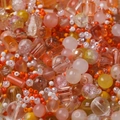 Mixed orange and yellow DIY beads set in various shapes including round and cubic styles - Orange Series