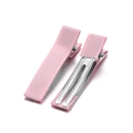 Pink grosgrain ribbon-wrapped hair clip pair for DIY accessories - 10 Pieces/Pack (48*9.5mm) / Pink