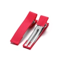 Pair of red grosgrain ribbon wrapped duckbill hair clips for DIY accessory making - 10 Pieces/Pack (48*9.5mm) / Rose Red