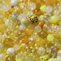 Assorted yellow DIY jewelry beads set featuring frosted, cracked and glass seed beads - Yellow Series