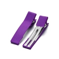 Pair of purple grosgrain ribbon wrapped metal duckbill hair clips for DIY crafts - 10 Pieces/Pack (48*9.5mm) / Deep purple