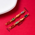 Macro view of 60mm colorful enamel pendants showing dimensions and golden star motifs - Oval Link Red Green Yellow Blue