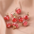 Ciondolo in vetro con motivo a fragola e anello in metallo dorato per gioielli fai da te - 10 pezzi / Rosso Fragola