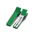 Pair of green grosgrain ribbon wrapped alligator hair clips for DIY hair accessories - 10 Pieces/Pack (48*9.5mm) / Dark Green