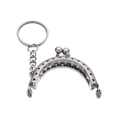 Halfronde zilveren metalen portemonnee frame met sleutelring voor DIY knutselen - (44*53,5 mm/Binnendiameter 22 mm) 1 Stuk / Zilver